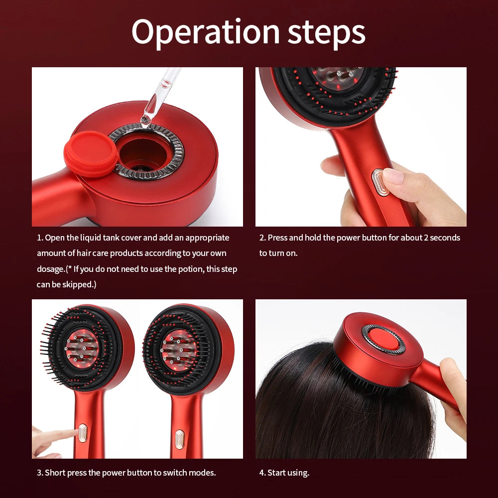 Revella Electric Comb | Red Light Therapy | Hair Growth Massage Scalp Brush | Liquid Oil Applicator